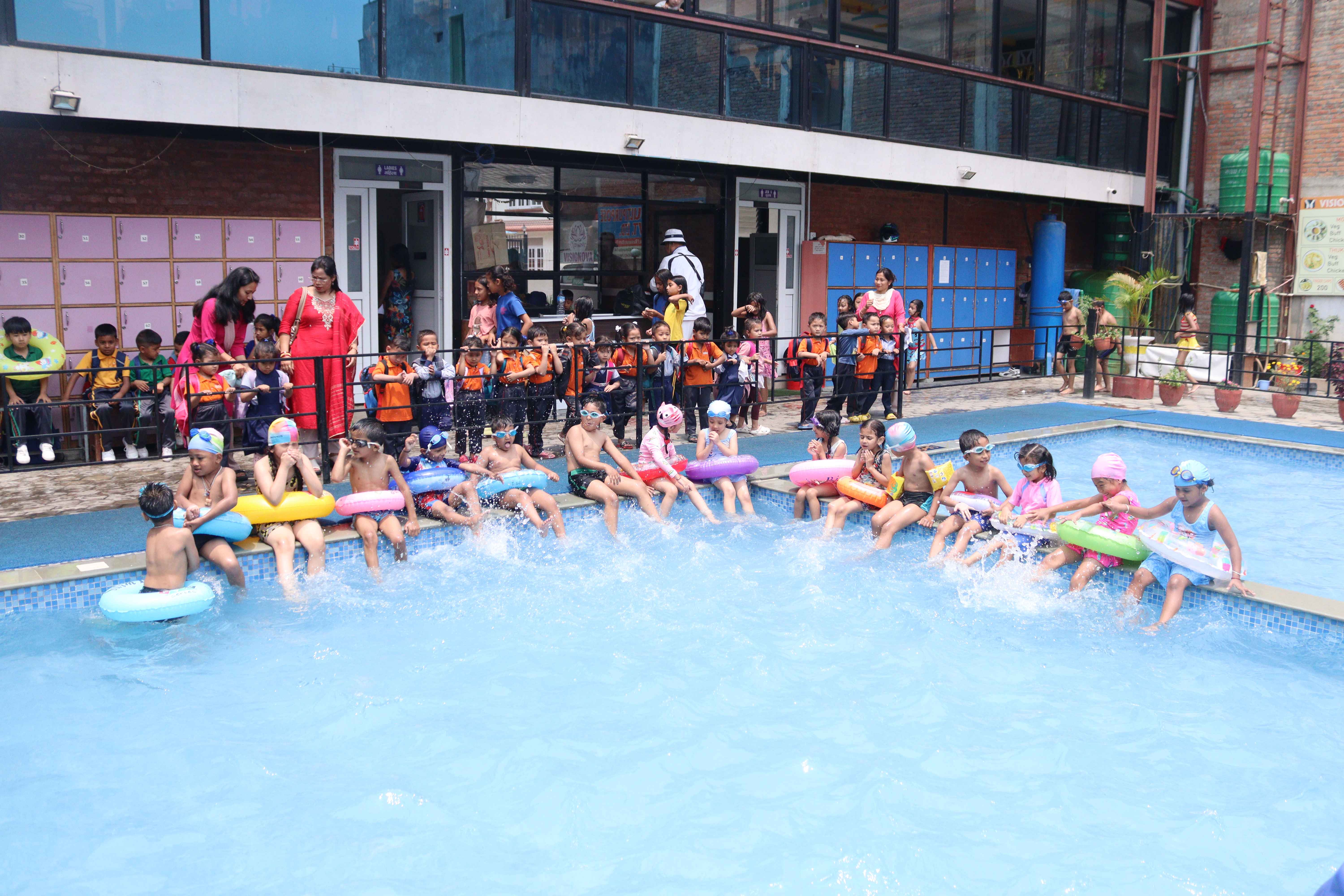 Students are swimming