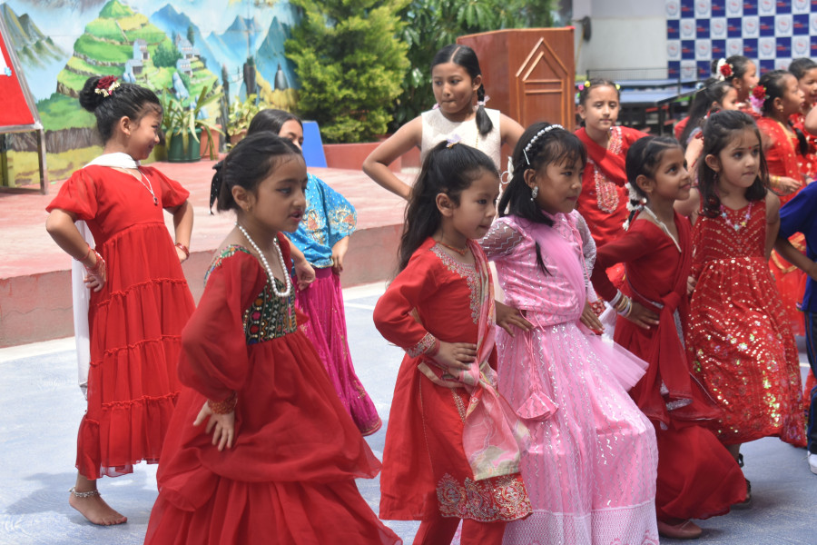 Children celebrating teej