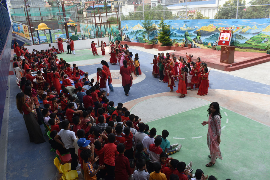 School Teej celebration with students and teachers