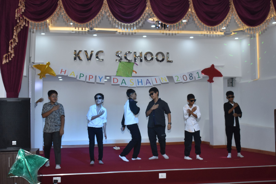 Dashain cultural program performed by students in school