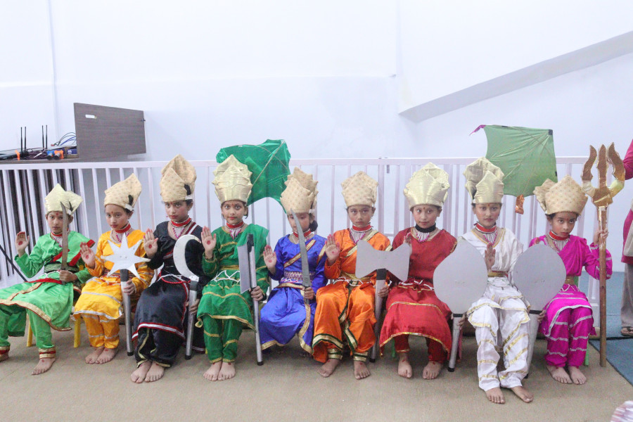 School Dashain celebration with students and teachers