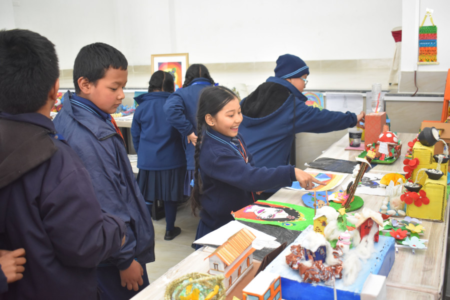 Creative artwork displayed during school art and craft exhibition