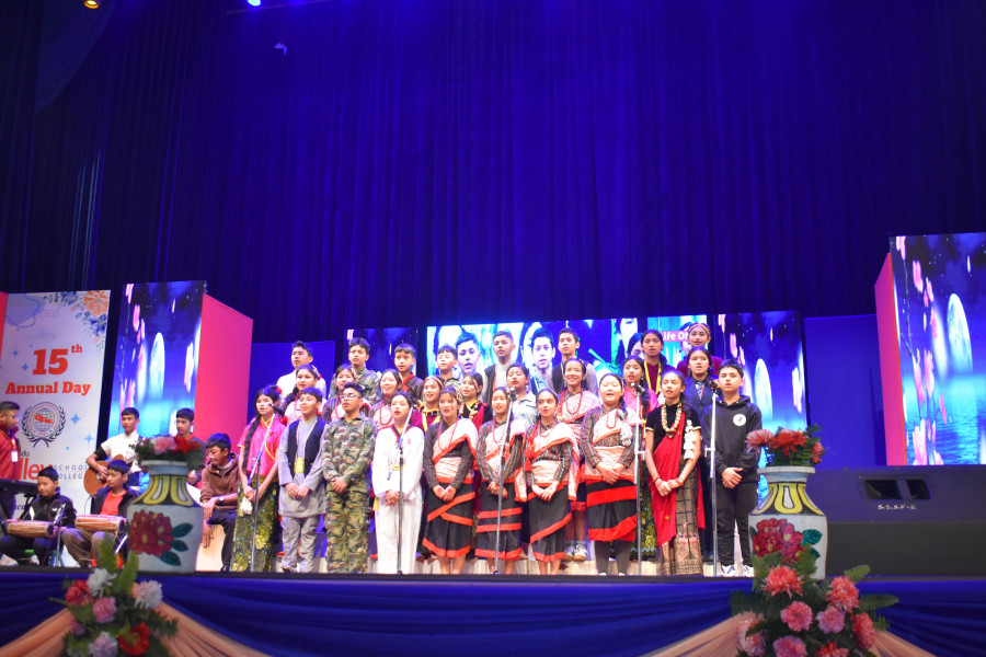 Annual Day group photo of kathmandu valley college