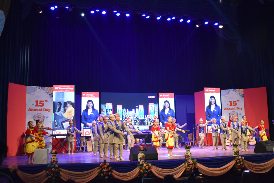 students are dancing on stage at Annual Day