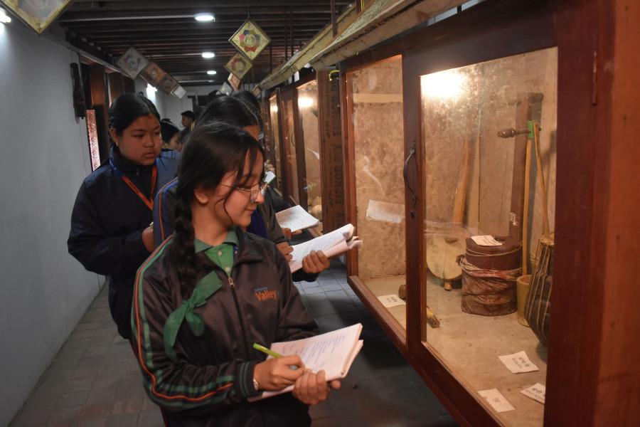 Students gaining cultural knowledge at Music Museum Nepal