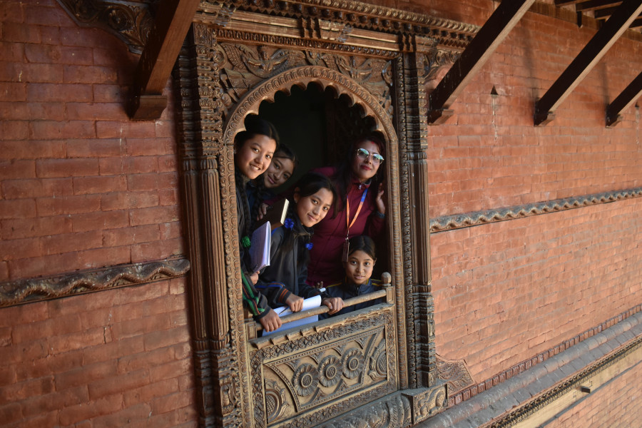 Group of students during visit to Music Museum Nepal